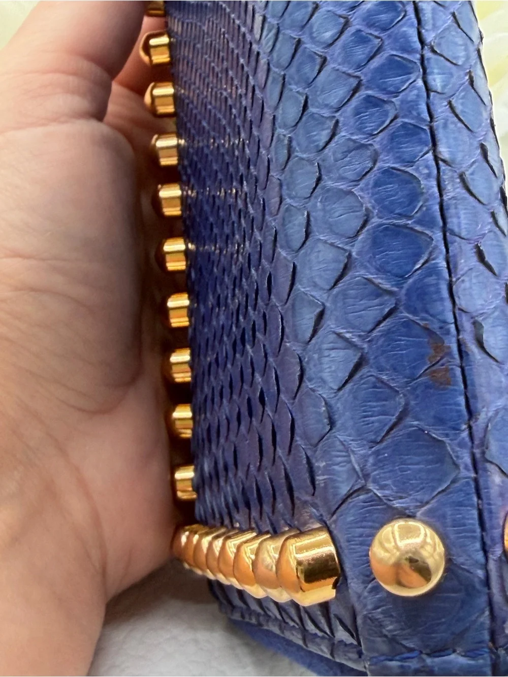 Fendi Karlito Blue Python Snakeskin Studded Zip Wallet Rare Colorway✨✨ W/ COA